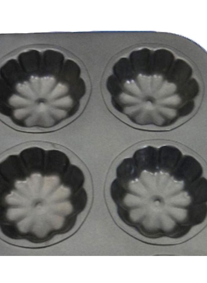 Sharpdo Non Stick 6-Hole Flower Shape Cake Mould Black 26.5x18.7cm - Image 3